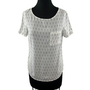 M & S Collection Marks And Spencer White Black Flower Pocket T UK 8 S Small